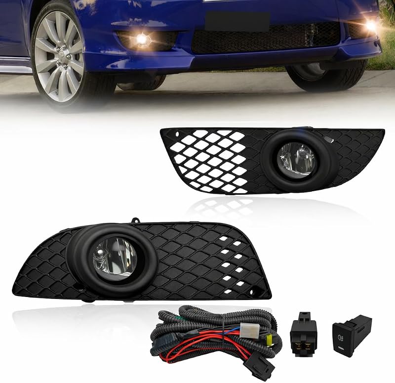 Faróis de neblina Nioboee para Mitsubishi Lancer 2008 a 2015 com lente transparente e lâmpadas halógenas H11 12 V 35 W – Par