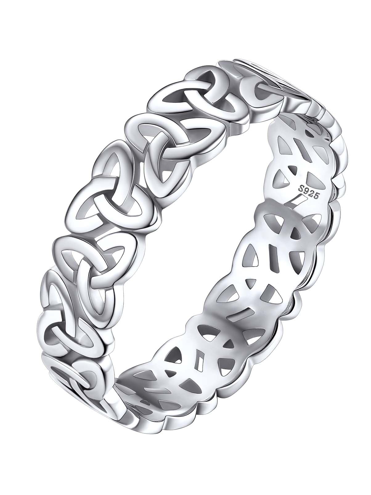 Silvora 925 Anillo Celta Plata Mujer Banda Fina Regalo Alianza Pareja | Material Plata de Primera Ley Nudo Trenzado Irlandes Joyería Delicada Céltica Amuleto Regalo Compromiso