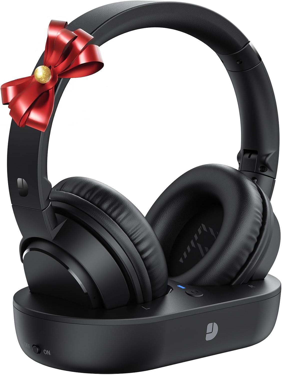 Wireless Headphones for TV, TV Headphones Wireless for Seniors, Multi-function Transmitter Charging Base, Audio Sync, 65Hrs Worktime, Bluetooth Headphones for TV, Gift for the Elderly & Parents Black