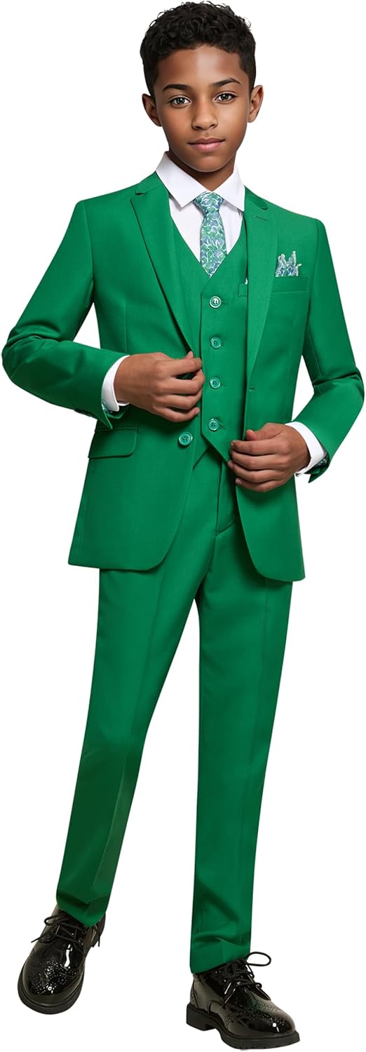 Happy Dolphin Boys Suit Set Modern Fit Kids Suits Adjustable Waist Boys Wedding Outfit for Boy Communion Suits for Boys