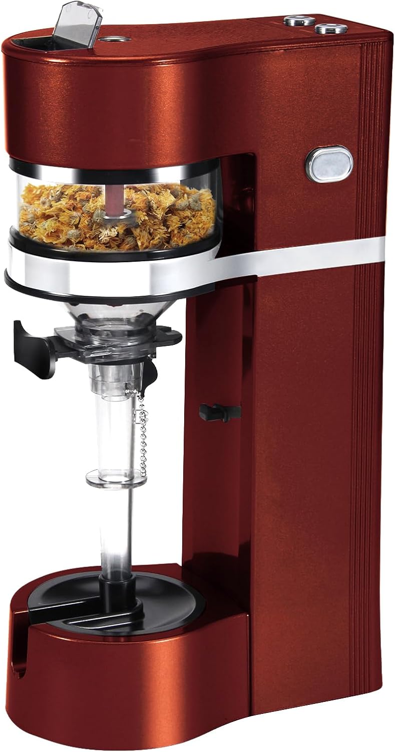 Electric Herb Grinder USB Rechargeable Spice Grinder Automatic Filler Ball and Chain Rolling Machine with Funnel Storage Jar (Red)