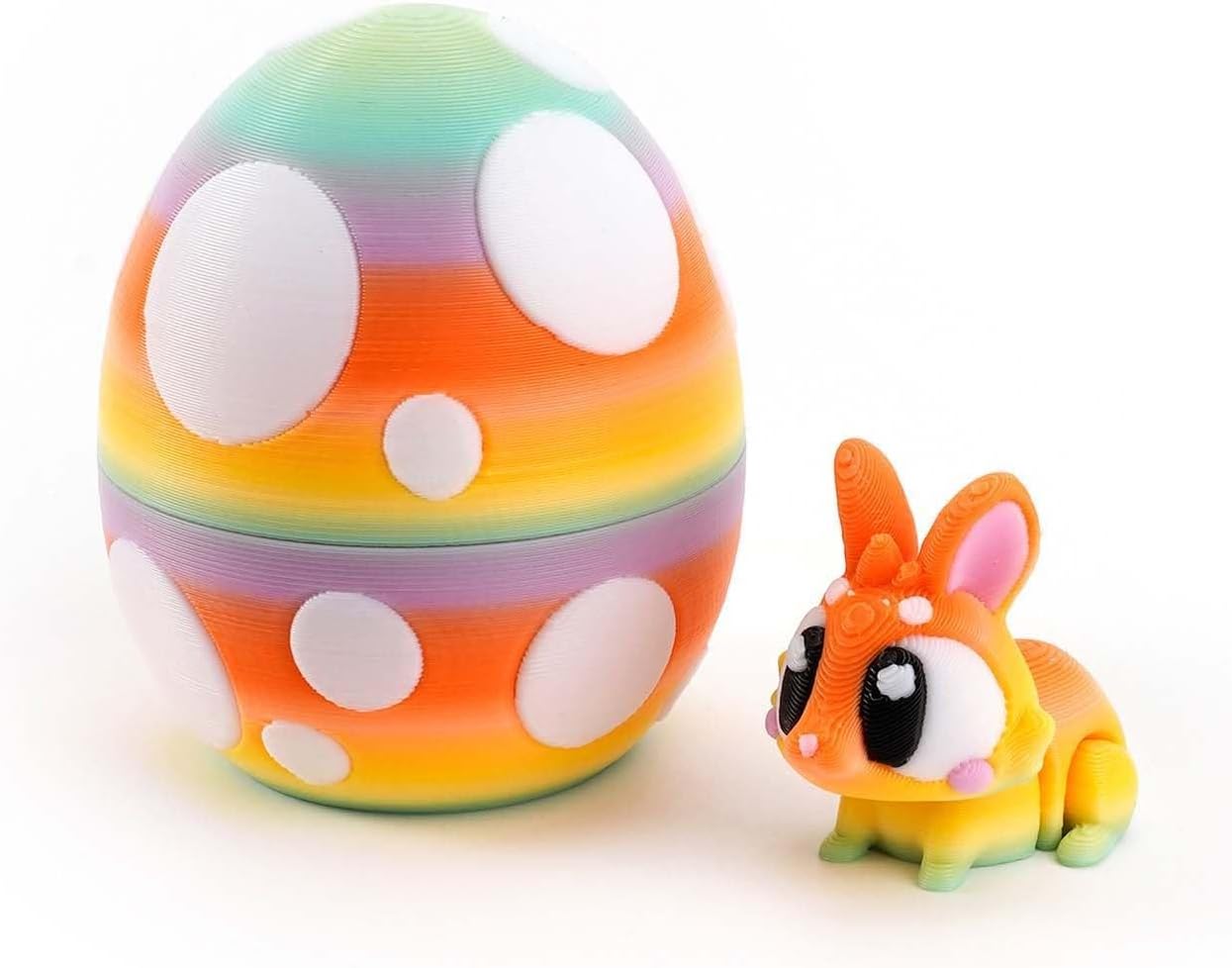 3D Easter Bunny Printed Fidget Toy, 3D Printed Easter Eggs with Rabbit Inside, Autism Toy Egg Toy for Anxiety Relief, Flexible Joints Rabbit Easter Egg Gift for Children (H)