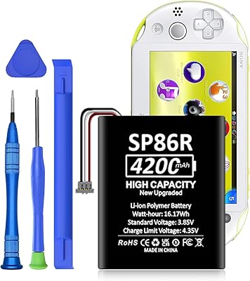 Ps Vita 2000 Battery, New Upgrade 4200mAh High Capacity Rechargeable Lithium-ion Battery for Sony PS Vita 2007, PCH-2007, PCH-2000, PSV2000 SP86R Batteries with Repair Tool Kit