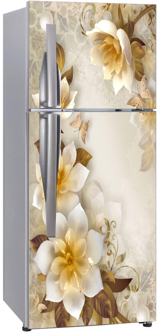 Double Door Fridge Sticker - Floral & Abstract Designs -11