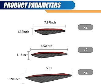 Car Spoiler Canards Kit, Car Front Bumper Lip Splitter, Body Anti-Collision Diffuser, Exterior Soft Rubber Decorative Stickers (Carbon Fiber Black)