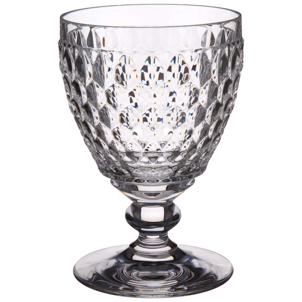 Villeroy & Boch Boston fabriqué en verre en cristal avec motif facette, haut de gamme et solide 12 cm, 4 x verre à vin blanc, porcelaine, blanc, 17 x 17 x 13 cm, 4 unités de