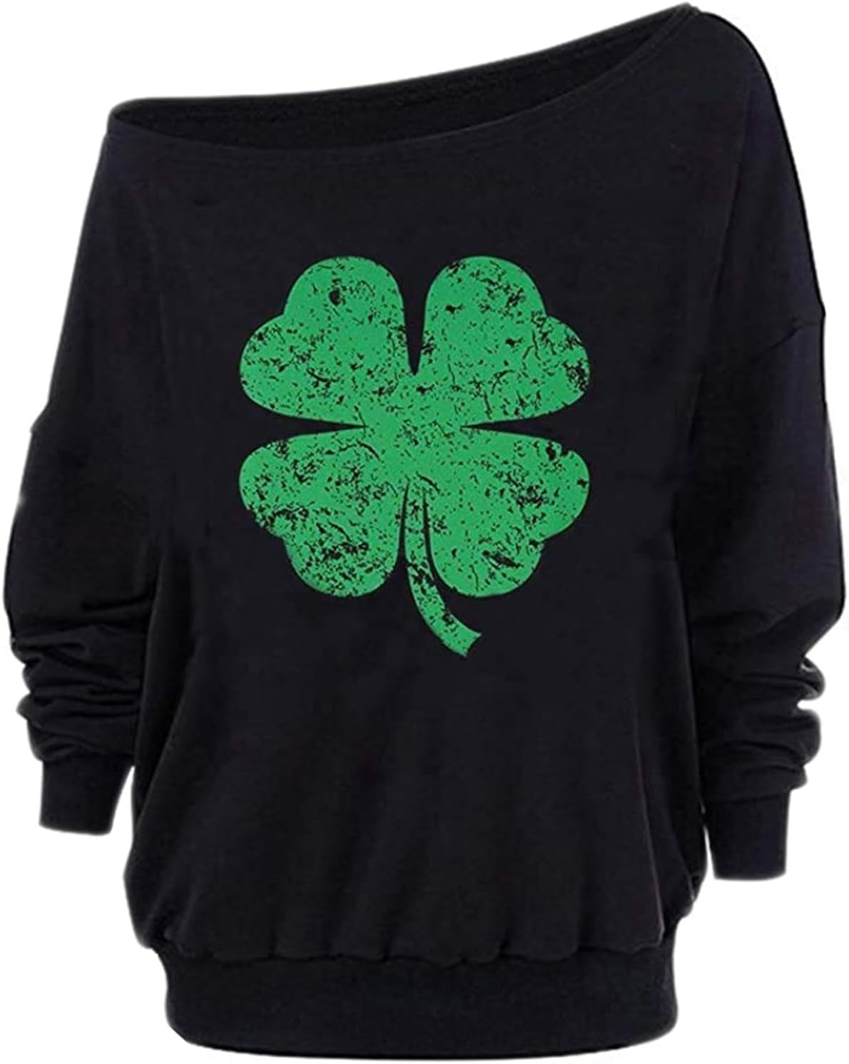 Roshop Sweatshirt Women's Loose Baggy Off Shoulder Heart Long Sleeve Sweatshirts G3 XL