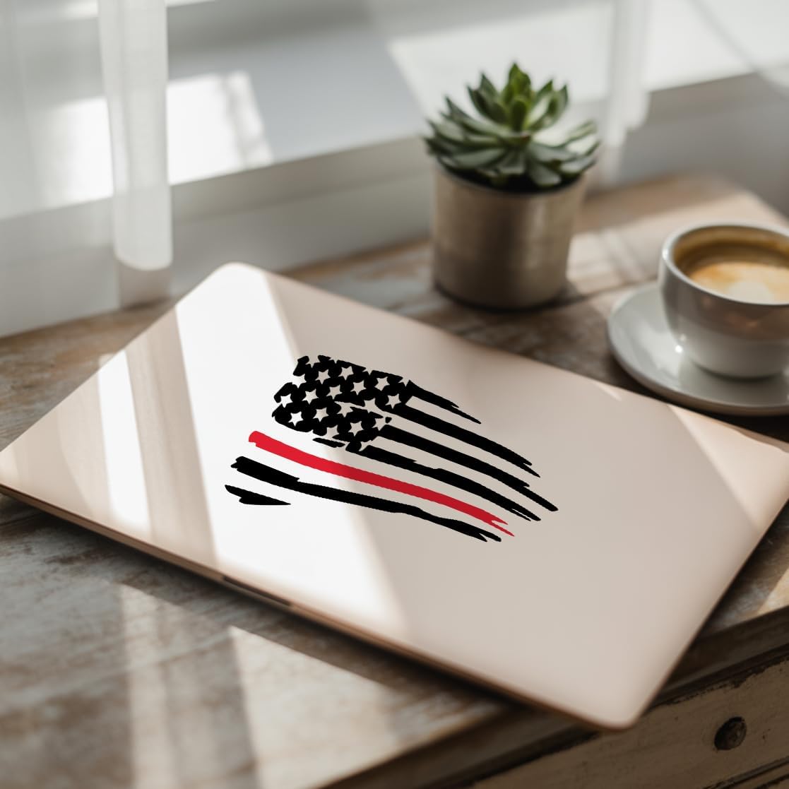 American Flag Decal Red Patriotic Vinyl Sticker Waterproof for Car Laptop Window Accessories 6 x 3.47 Inches (Black/Red) image 4