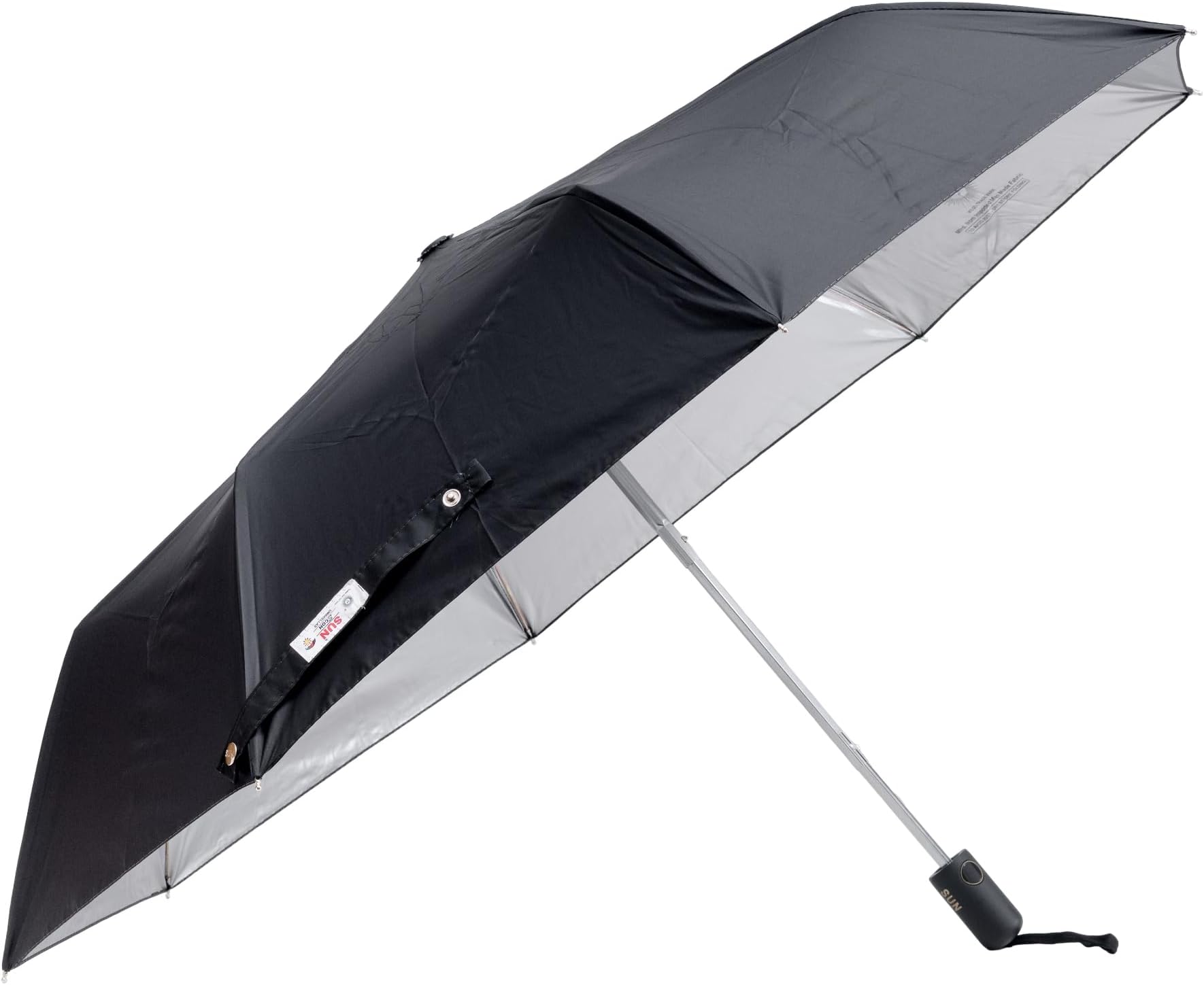 Sun Umbrella Edward 3 Fold Automatic Open Black Silver with UV Coating
