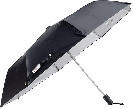 Sun Umbrella Edward 3 Fold Automatic Open Black Silver with UV Coating