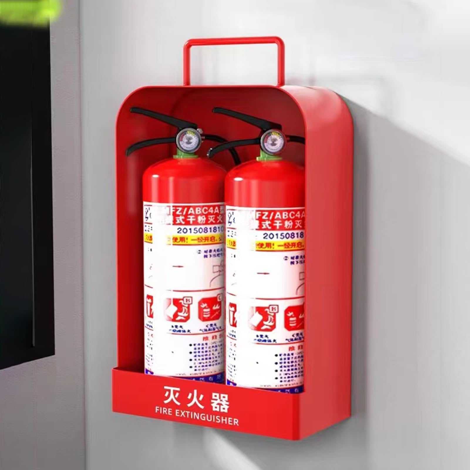 Extintor de pared con cartel, estuche decorativo para almacenamiento de equipos de seguridad