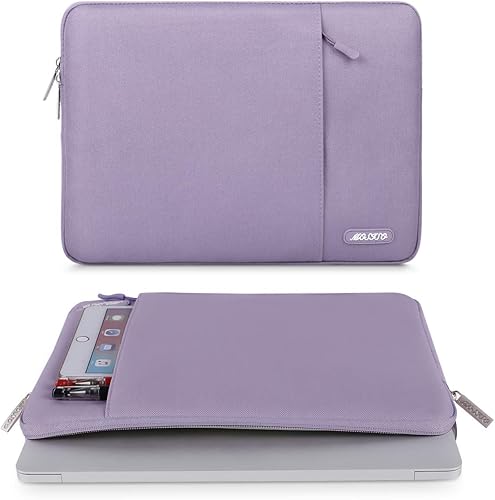 Vista 100 de MOSISO Funda vertical de poliéster con bolsillo para laptop de 15 pulgadas, para MacBook Air 15 M4 A3241, M3 A3114 y M2 A2941 de 2025, 2024 y 2023