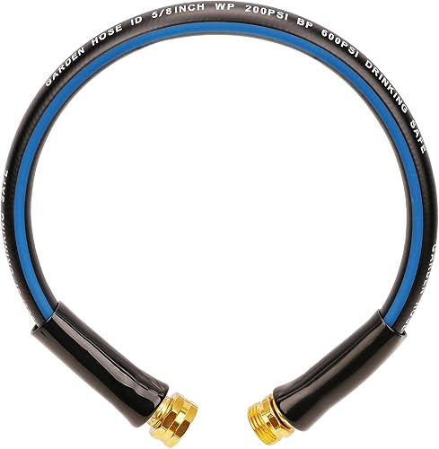 SheeChung Short Garden Hose 2ft x 5/8",Rubber Leader Hose,Male to Female