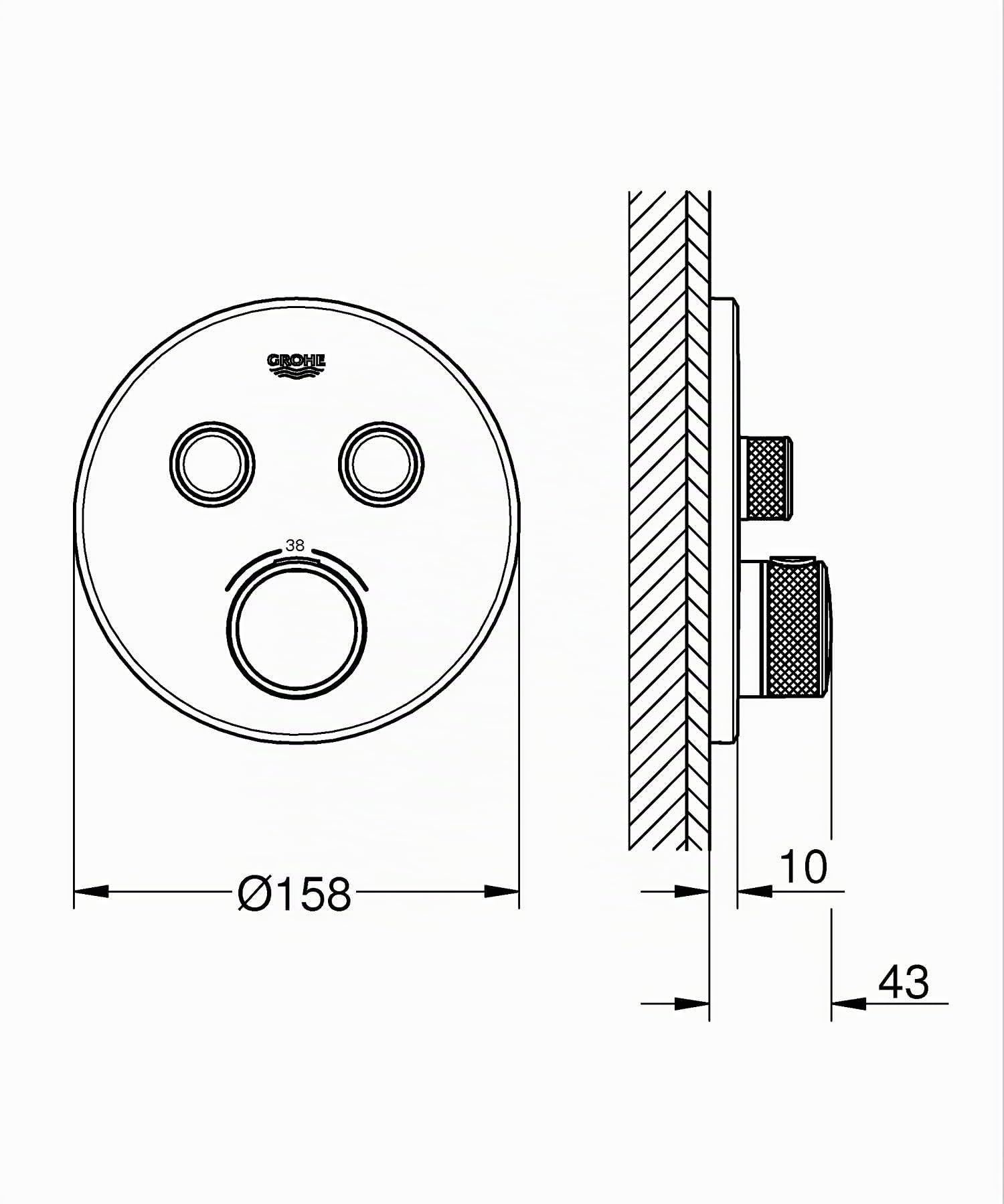 GROHE Grohtherm SmartControl Miscelatore Termostatico a 2 Vie, Cromo, Rotondo 29119000