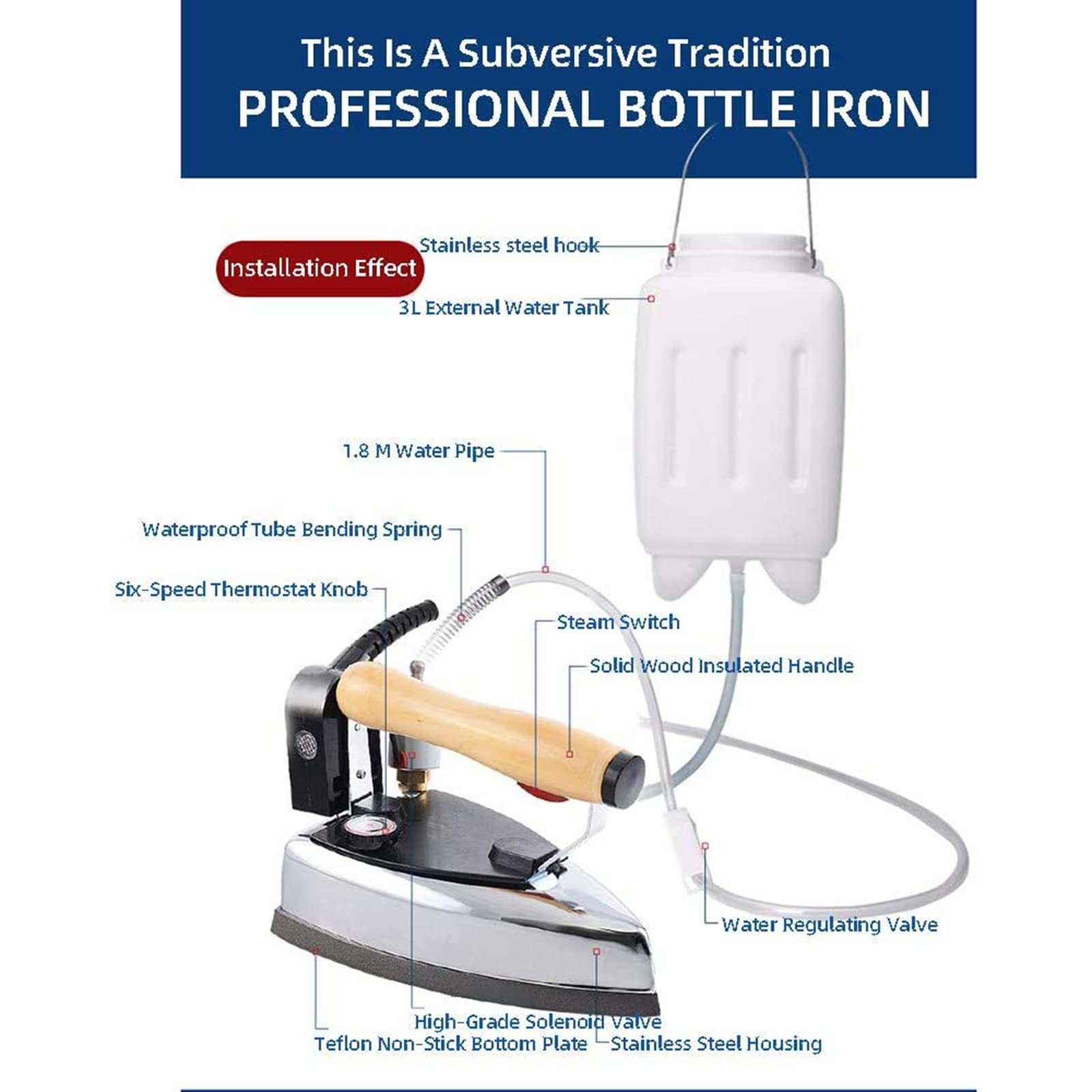 Plancha de Vapor Vertical Industrial con depósito de Agua de 3 L, 1200 W, 6 Modos de Control de Temperatura, Ideal para familias, tintorerías y Tiendas de Ropa.