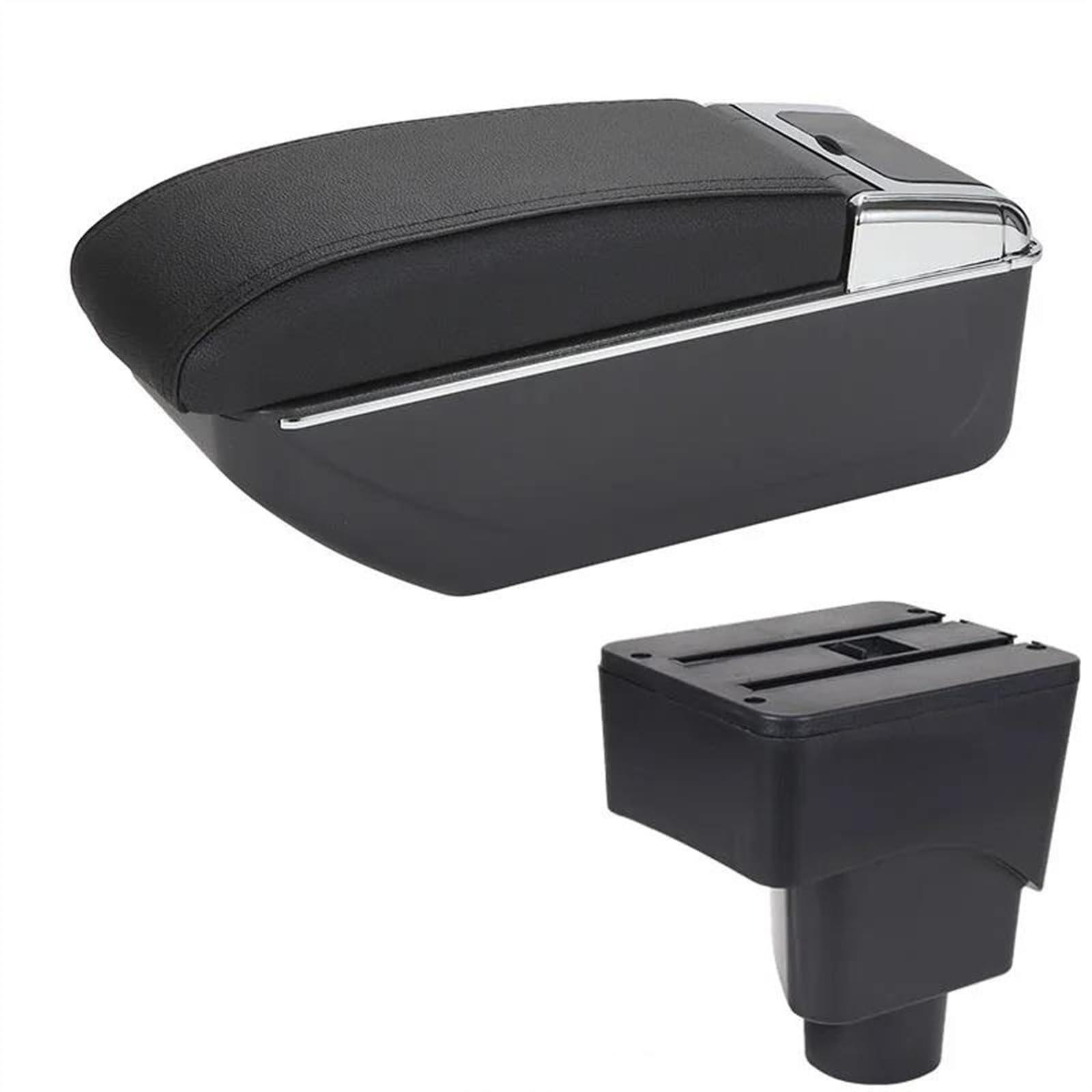 NOHEEU Car Armrest Box Interior Details Retrofit Accessories Center Storage Console For EcoSport 2013-2018(B2 Black line 7USB)