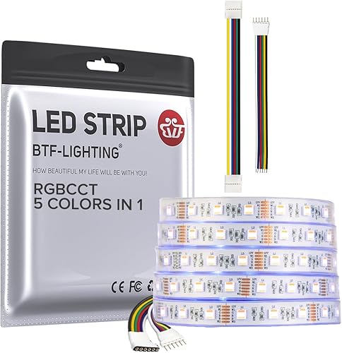 Miniatura 1 de BTF-LIGHTING RGBCCT 5 colores en 1 LED 5050SMD RGBWW RGBtemperatura de color regulable sintonizable 2700K-6500K 164 pies 60LEDSM 300LED luces LED