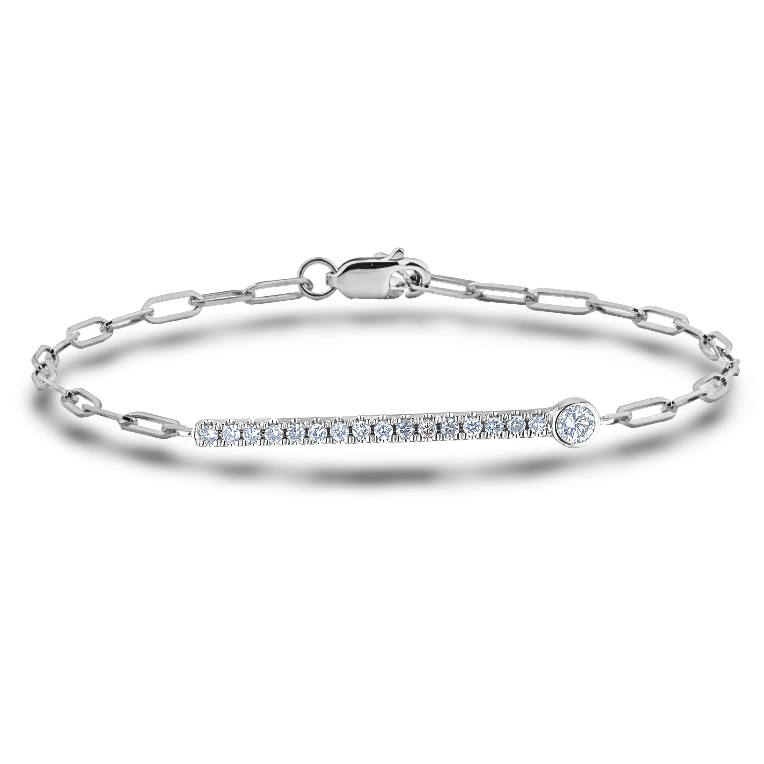 Polar Light Signature Canadian Diamond Charm Bracelet in .925 Sterling Silver - Choice of Rolo or Paperclip Style Chain