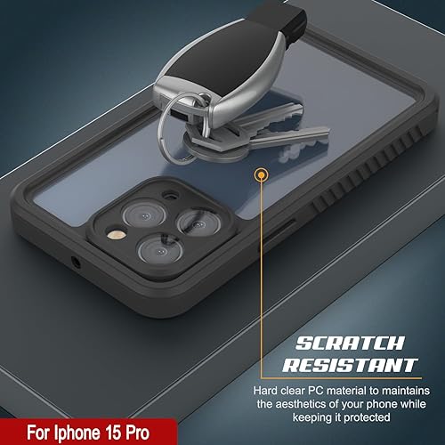 Miniatura 7 de PunkCase Funda impermeable para iPhone 15 Pro Extreme Series Slim Fit Certificado IP68 a prueba de golpes a prueba de nieve con protector de