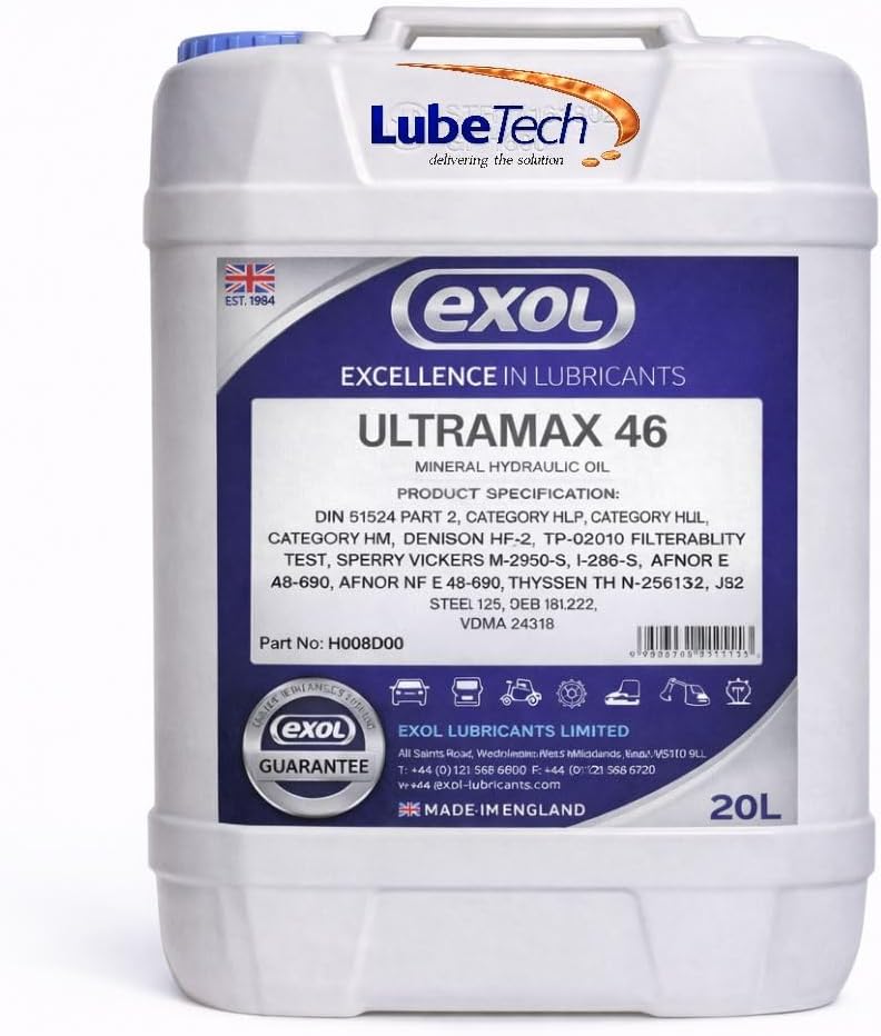 EXOL PREMIUM HYDRAULIC OIL 46 QUALITY FLUID 20 LITRE