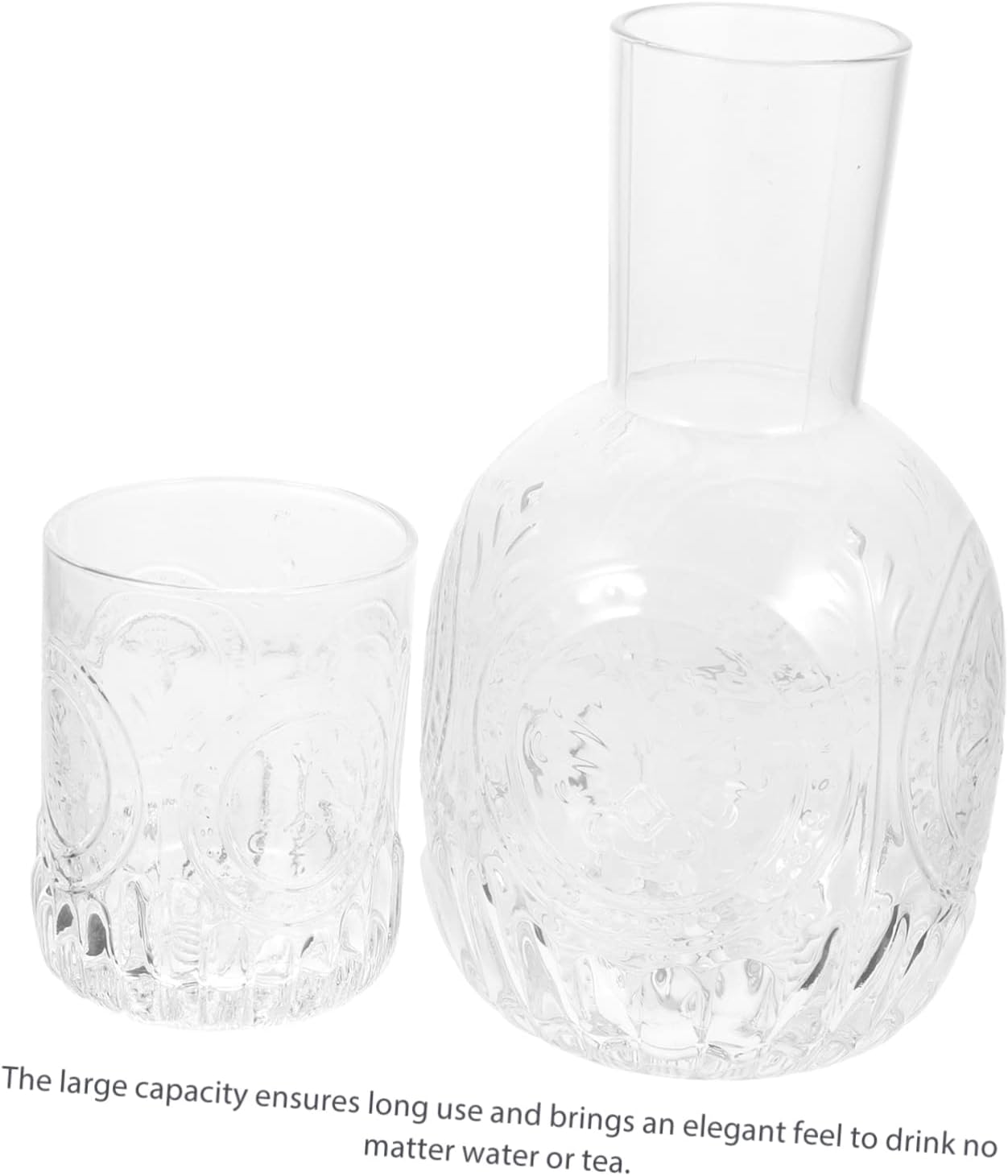 Unomor Capacity Glass Water Bottles Juice Jug Carafe Cup Bedside Desktop Glass Jug