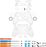 Vista 3 de eXtremeRate Full Set Shell Buttons for Xbox One Elite Series 2 Controller, Clear Replacement Faceplate Back Plate Bottom Shell Case with Buttons for
