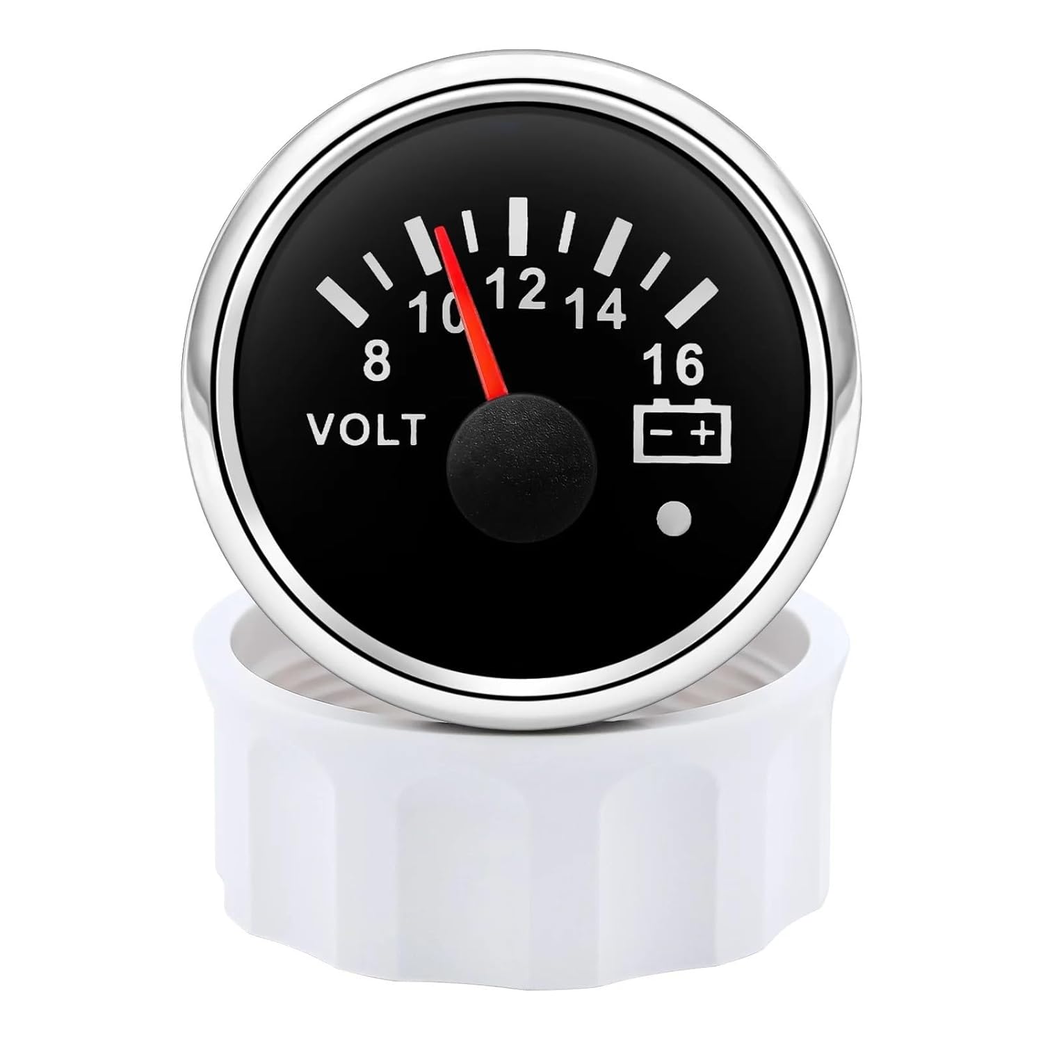 Voltmeter 2" 52mm Gauge Voltage with Alarm Red Light 8-16V Volt Compatible with Universal Car Boat Marine 12V 24V(8-16V BS)