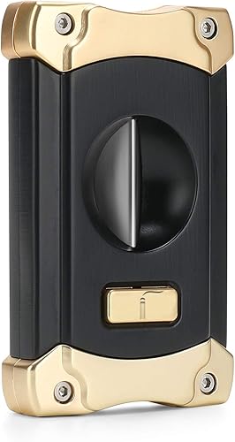 Miniatura 9 de Cortador de puros, cortador de cigarros de acero inoxidable con perforador de puros integrado, atractiva caja de regalo (plateado)