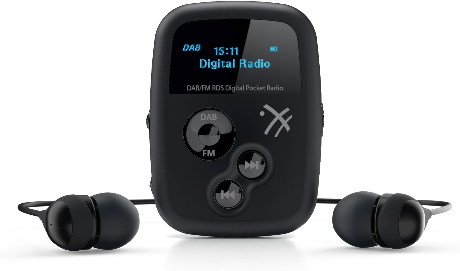 The smallest pocket DAB radio available. OXX Clip pocket Radio DAB/DAB+/FM (RDS) soft black rubber finish. The highly portable radio comes with 2 pairs of high quality OXX earphones and a rechargeable battery that will last for approx. 8 hours (DAB radio) / 22 hours(FM radio)