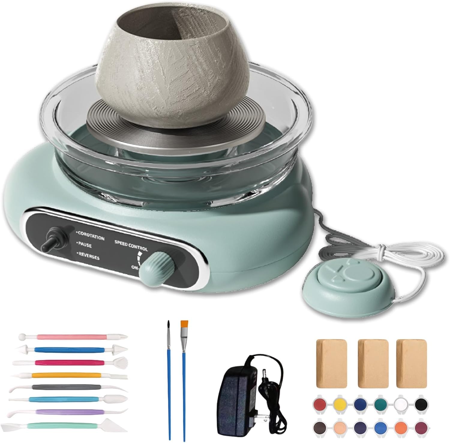 Mini Töpferscheibe Elektrisch, Töpferset für Kinder, Töpfermaschine kinder | töpferscheibe für Anfänger ab Jugendalter und Erwachsene, Pottery Wheel für DIY, Keramikarbeiten und Kunstschaffen