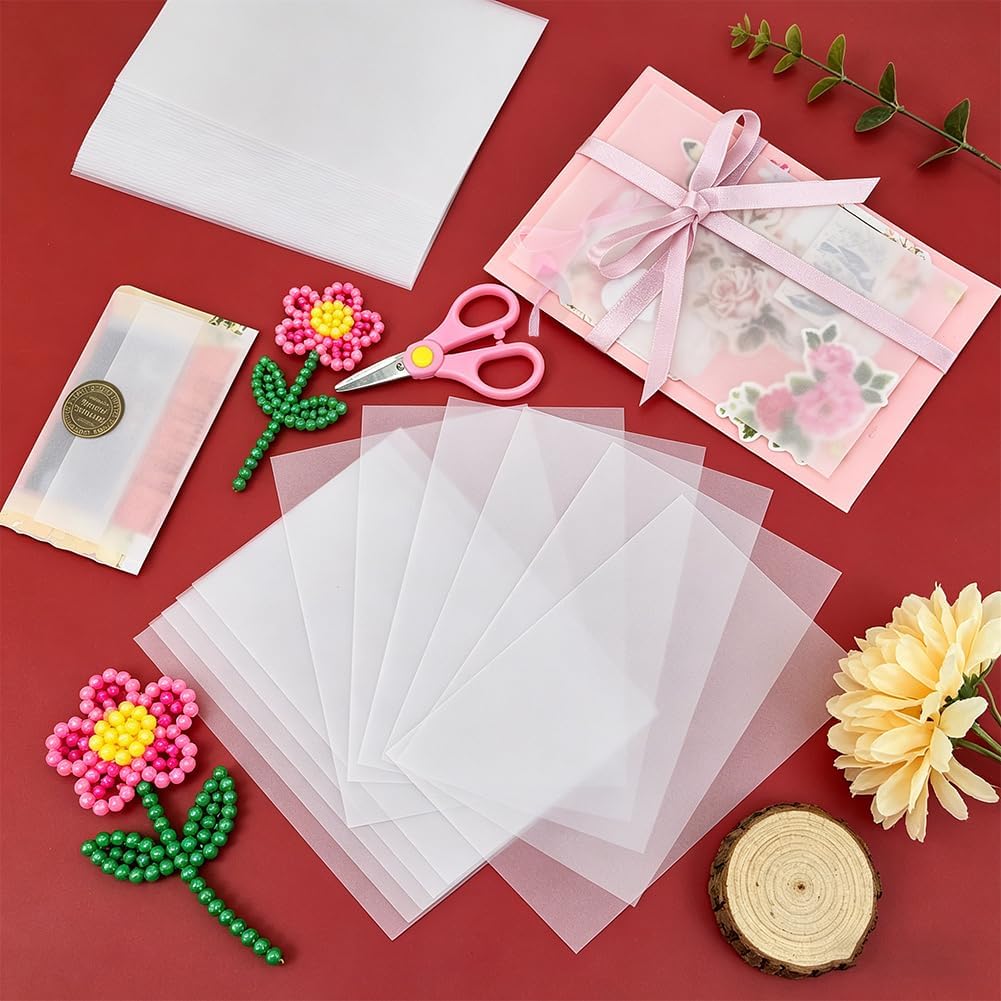 BENECREAT 150pcs 5.9x4 Inch White Vellum Paper Sheets, Translucent Craft Paper for DIY Projects, Tracing Paper for Envelope Making and Art Drawing