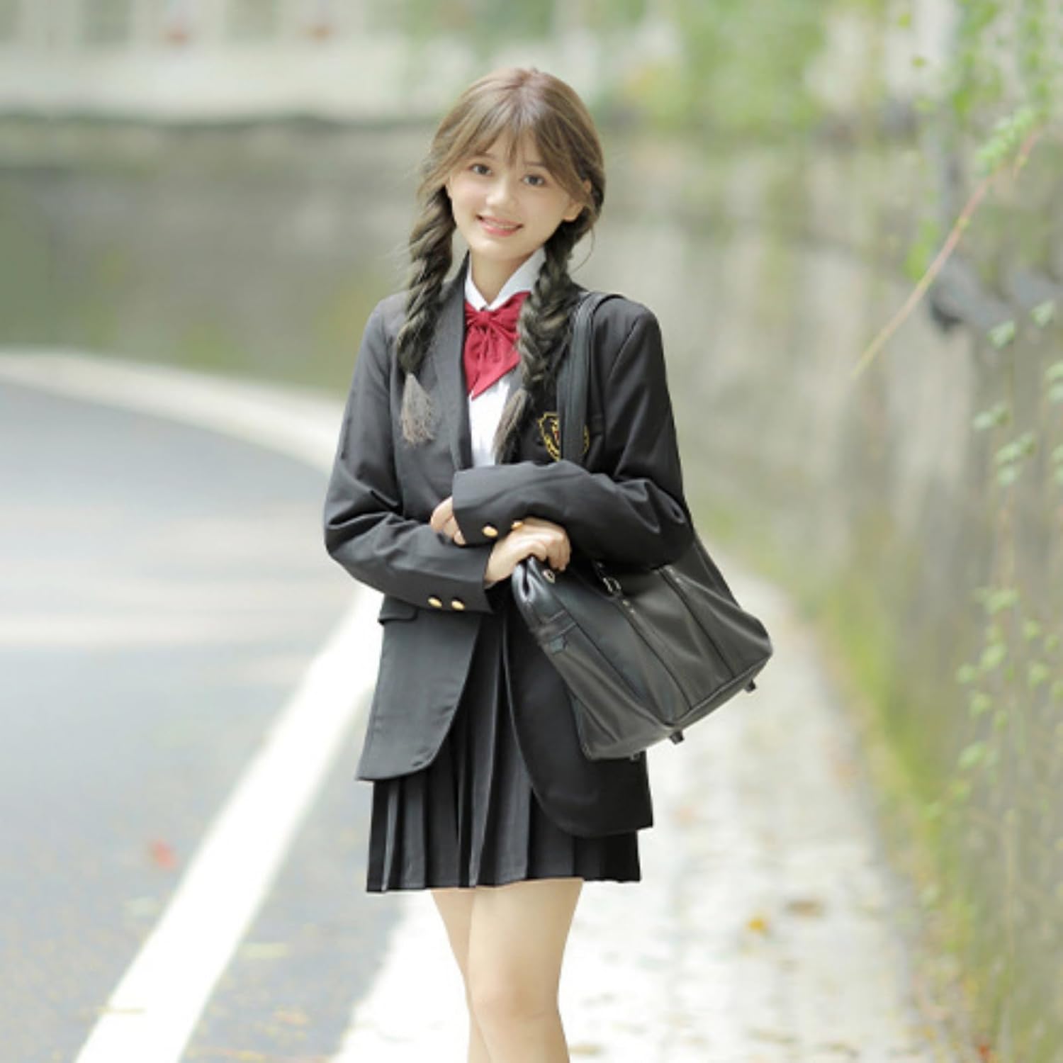 [SSUPTEMBER2] 黒スクールブレザー シャツ プリーツスカート スクールガール 制服 レディーススーツ セット衣装 女子高