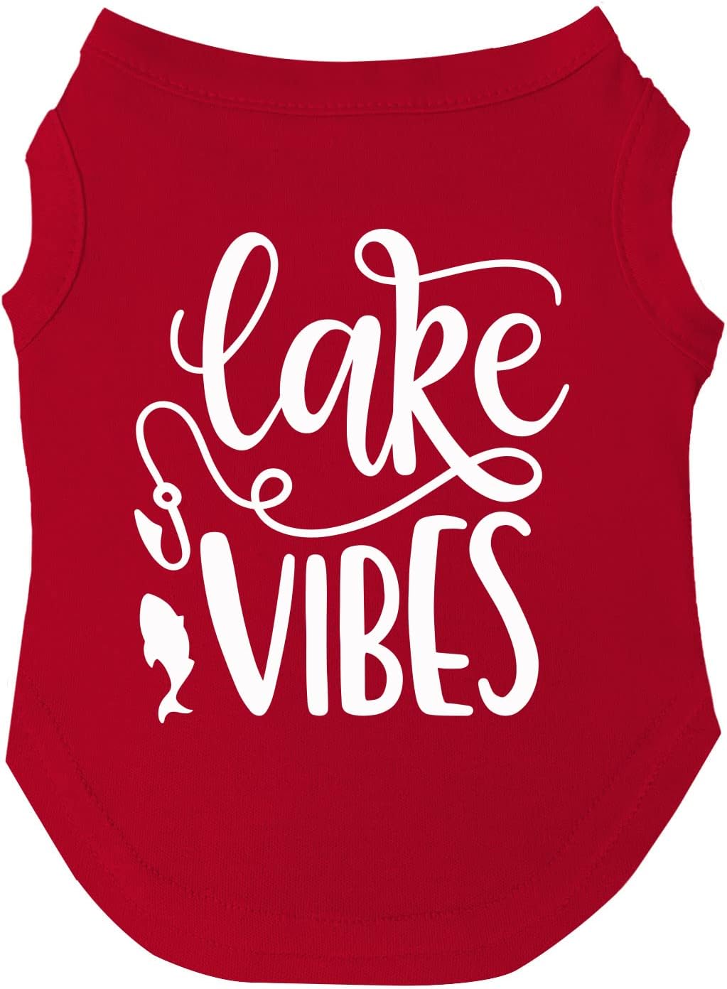 Lake Vibes Dog Tee Shirt Sizes for Puppies, Toys, and Large Breeds (Red, X-Small 117)