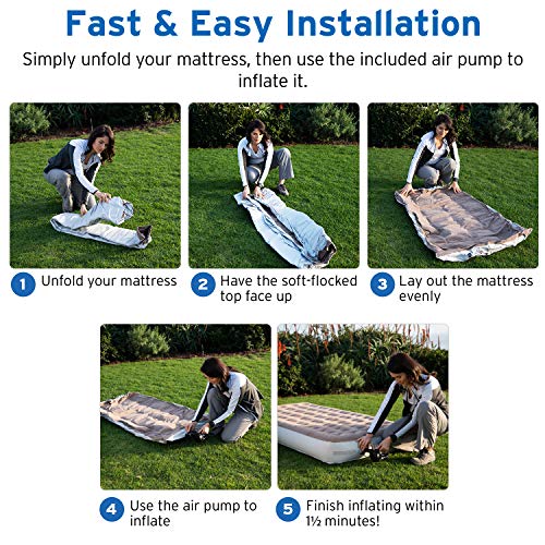 Etekcity Air Mattress Upgraded Twin Size Camping Air Bed Blow Up Bed Inflatable Mattress Raised Airbed With Rechargeable Pump For Guest, Camping, Hiking, Height 9", Storage Bag, Brown #TOP5