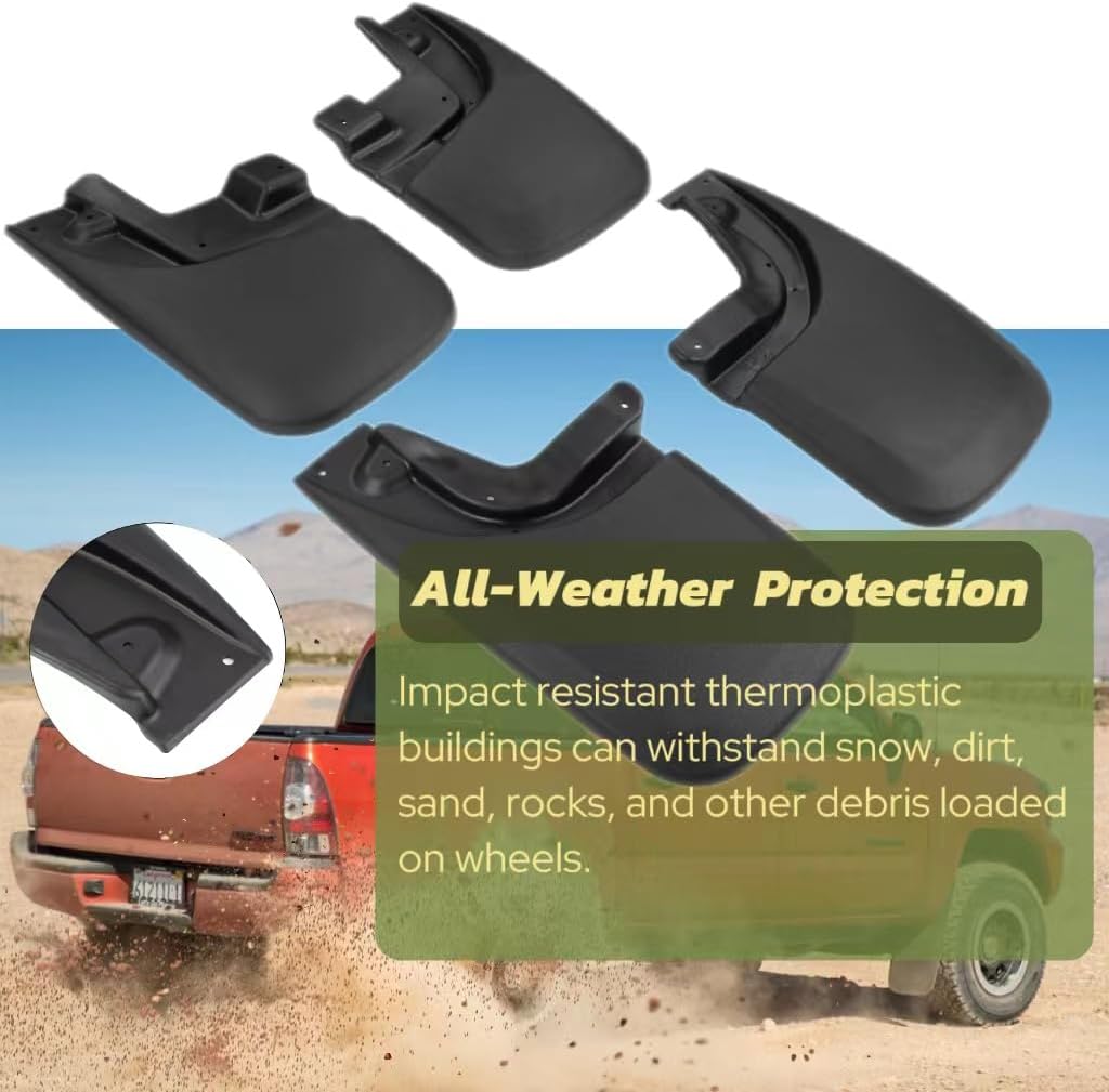 Mud Guard fit for Toyota Tacoma Pickup 2005-2015, No Drilling Required Splash Guards Bendable Mud Guard for Car,Front & Rear 4PCS MudFlaps