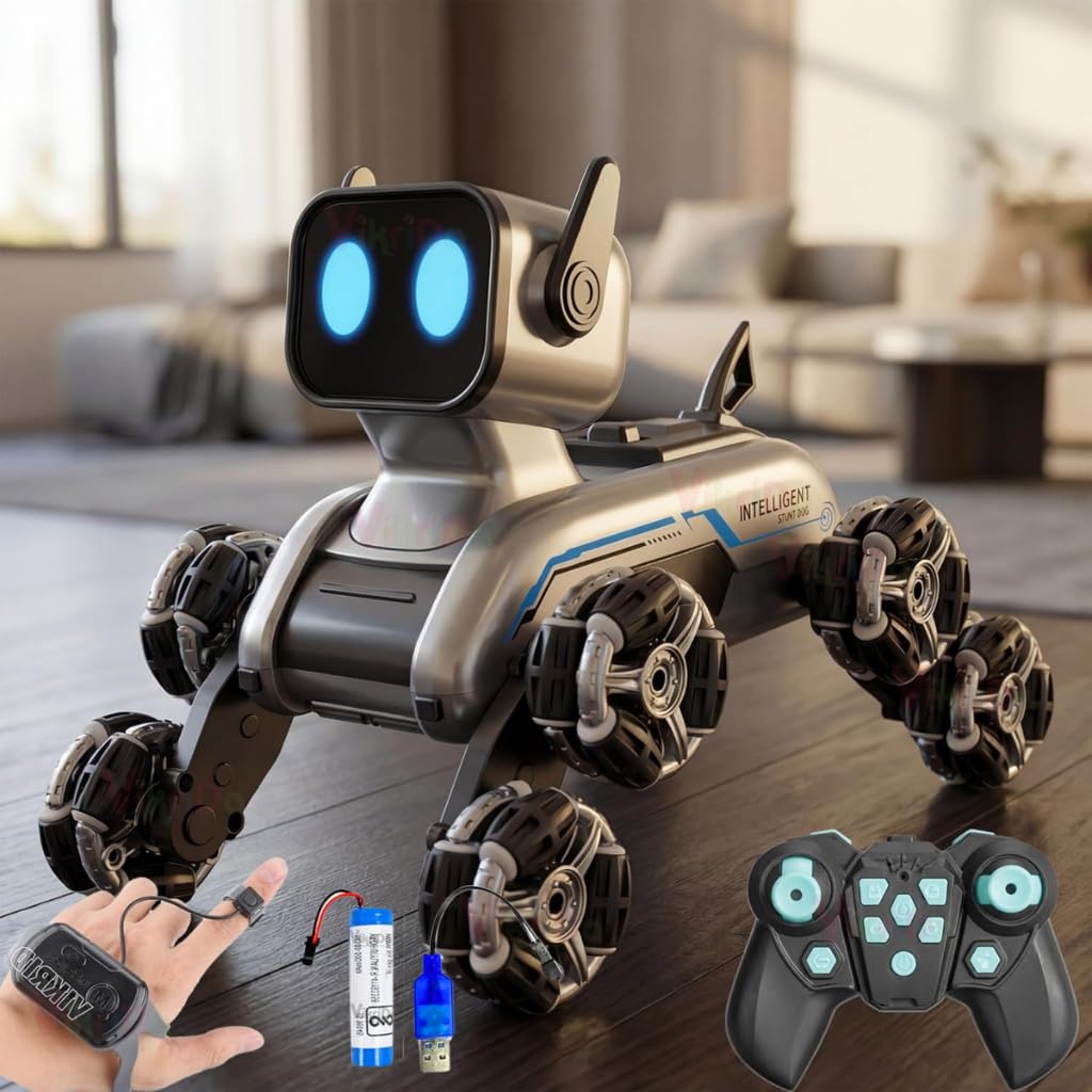 VikriDA Remote Control Cars for Kids Adults, 8WD Gesture Sensor RC Stunt Car with Light, Music, RC Robot Dog Toys,Birthday Toy for 6 7 8 9 10 11 12 13...