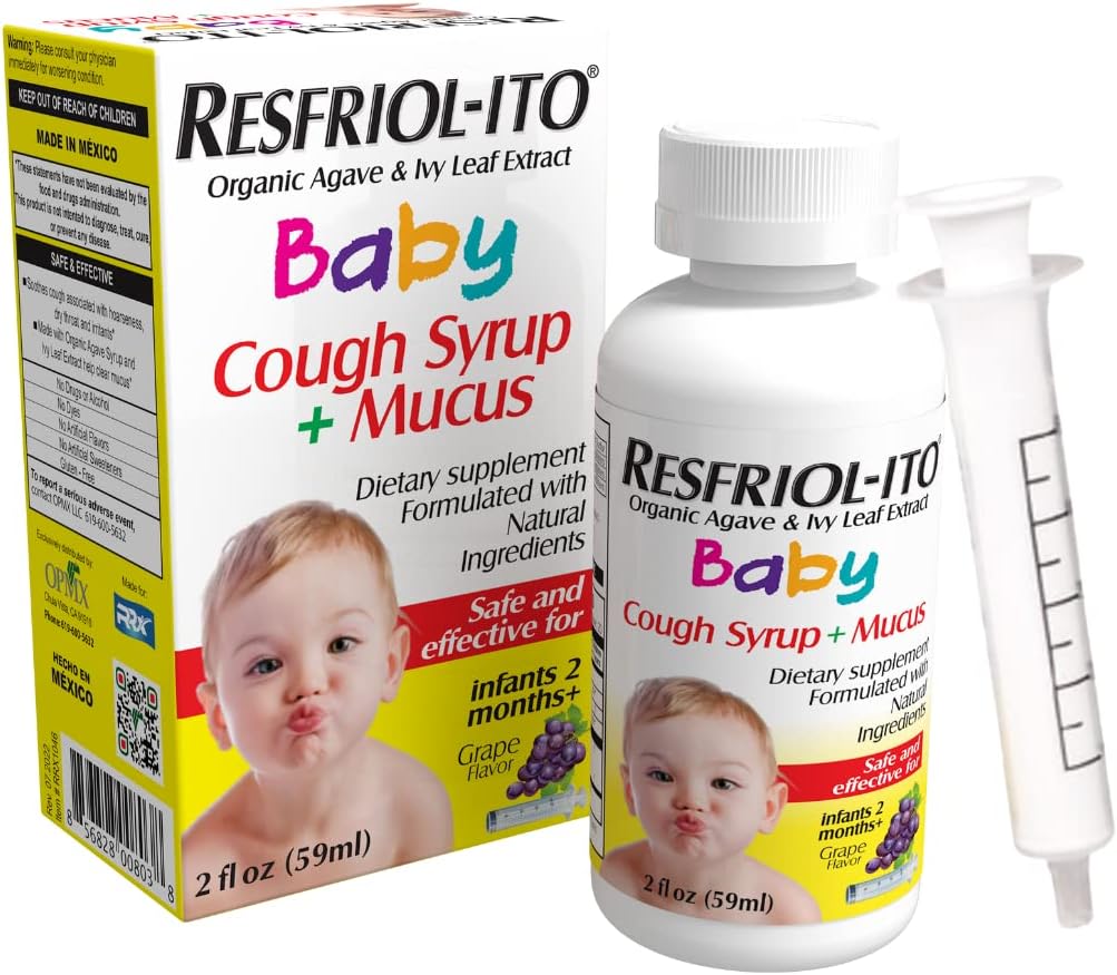 Resfriolito Baby Cough Syrup + Mucus 2 fl oz Infants 2 Months and Older, Natural Grape Flavor with Organic Agave, 2 Fl oz Bottle