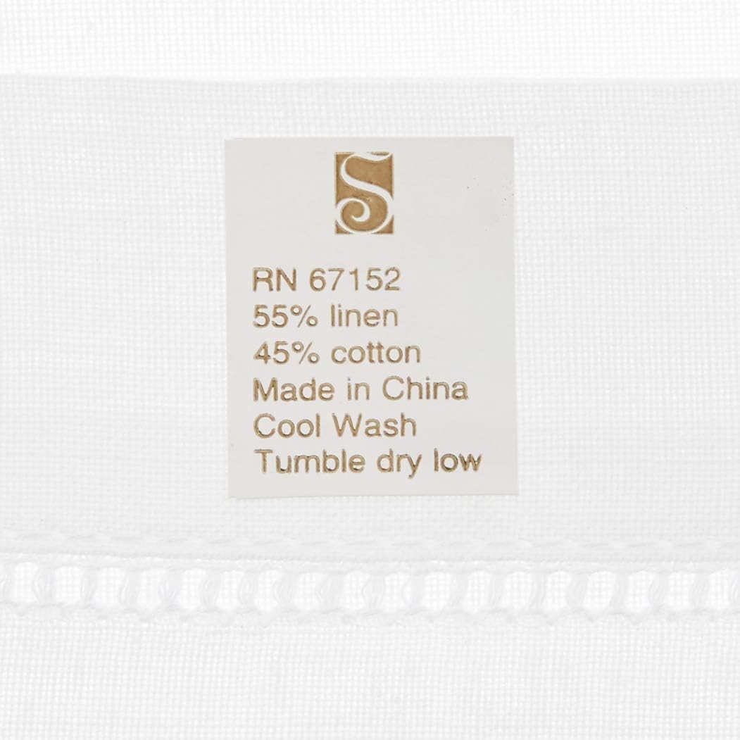 SARO LIFESTYLE Hemstitched Cloth Napkins (Set of 4) - Linen Blend Fabric Napkins for Weddings, Parties, Holiday Dining & Everyday Table Décor, 20"x20", White