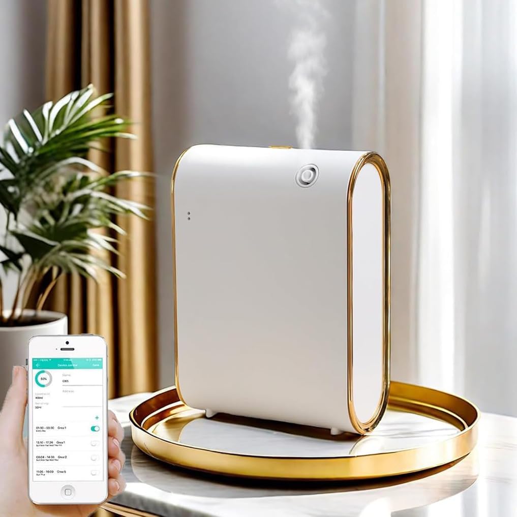 Machine De Diffuseur De Parfum Intelligent De 350 ML, Diffuseur Arôme Mural Commercial avec Télécommande, Diffuseur D'arôme sans Eau, pour Hôtelier Hotel Office Business Spa White
