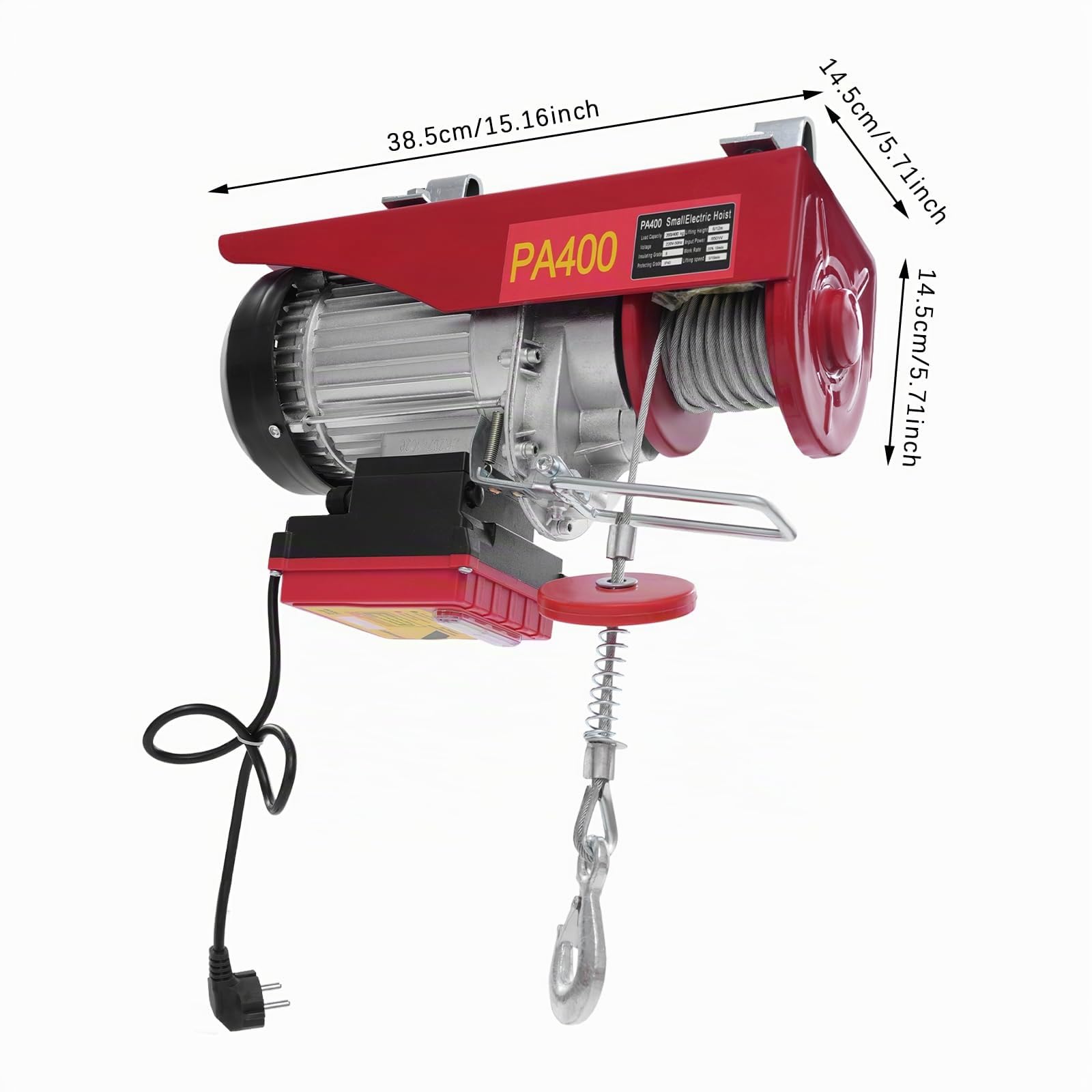 Verricello a cavo elettrico 200 kg paranco elettrico con telecomando senza fili 850 W argano paranco 10 m/min altezza di sollevamento cavo singolo 12M motore in rame puro