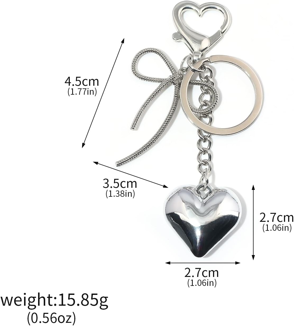 Heart Bow Charm Keychain - Y2K Key Chain, Cute Bag Purse Charms for Handbags Accessories - Jewelry Gift for Women - Image 6