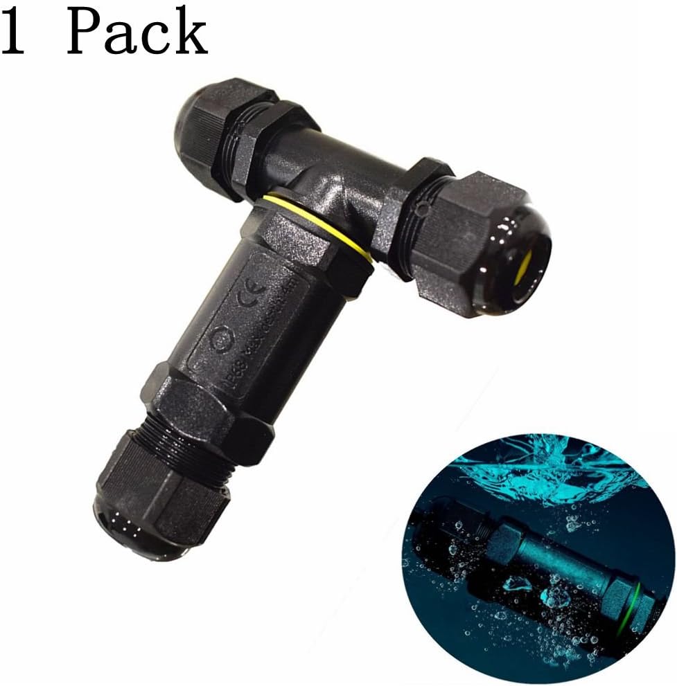 PRODDELI T Junction Box IP68 Waterproof Outdoor Electrical Cable Connector External Sleeve Coupler 5 Pin 24A 450V AC (1 Pack)