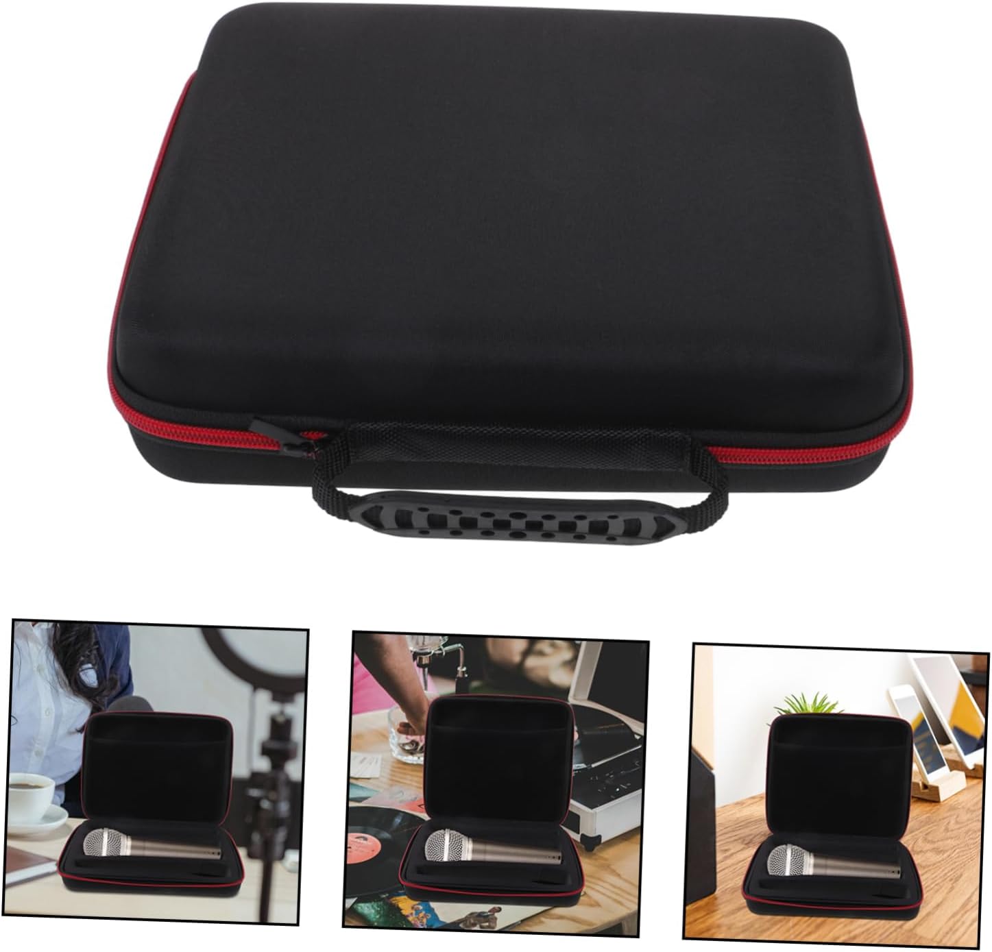 DECHOUS Mic Stand Bag Zipper Lightweight Eva Case for Wireless Microphone Storage Pouch for Handheld Mics