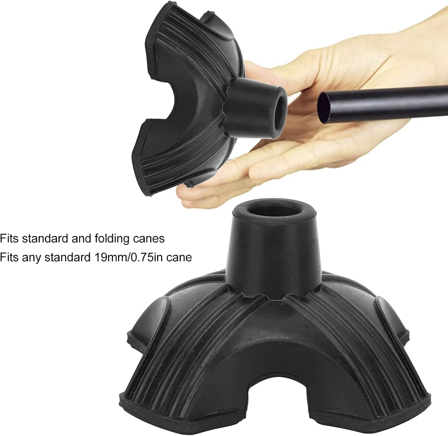 Cane Tips, Walking Cane Tip, Rubber Replacement for Walking Cane, Quad Support Cane Tip Non Slip Wearproof Thickened Quadruple Replacement Rubber Cane Tips