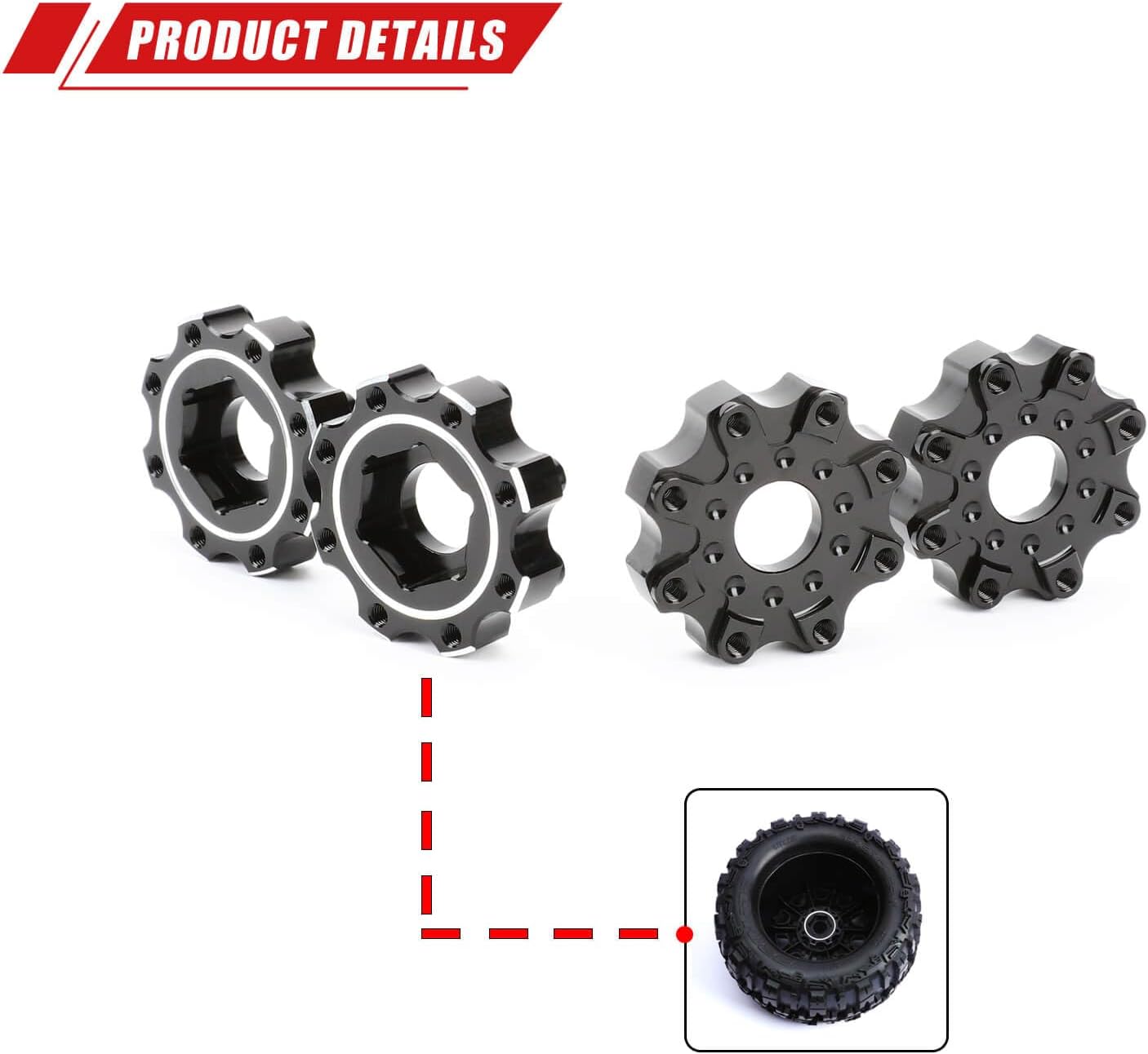 RCAWD for Pro-Line 1/8 8x32 to 17mm Zero Offset Aluminum Wheel Hex Adapters Upgrades Parts #PRO635600