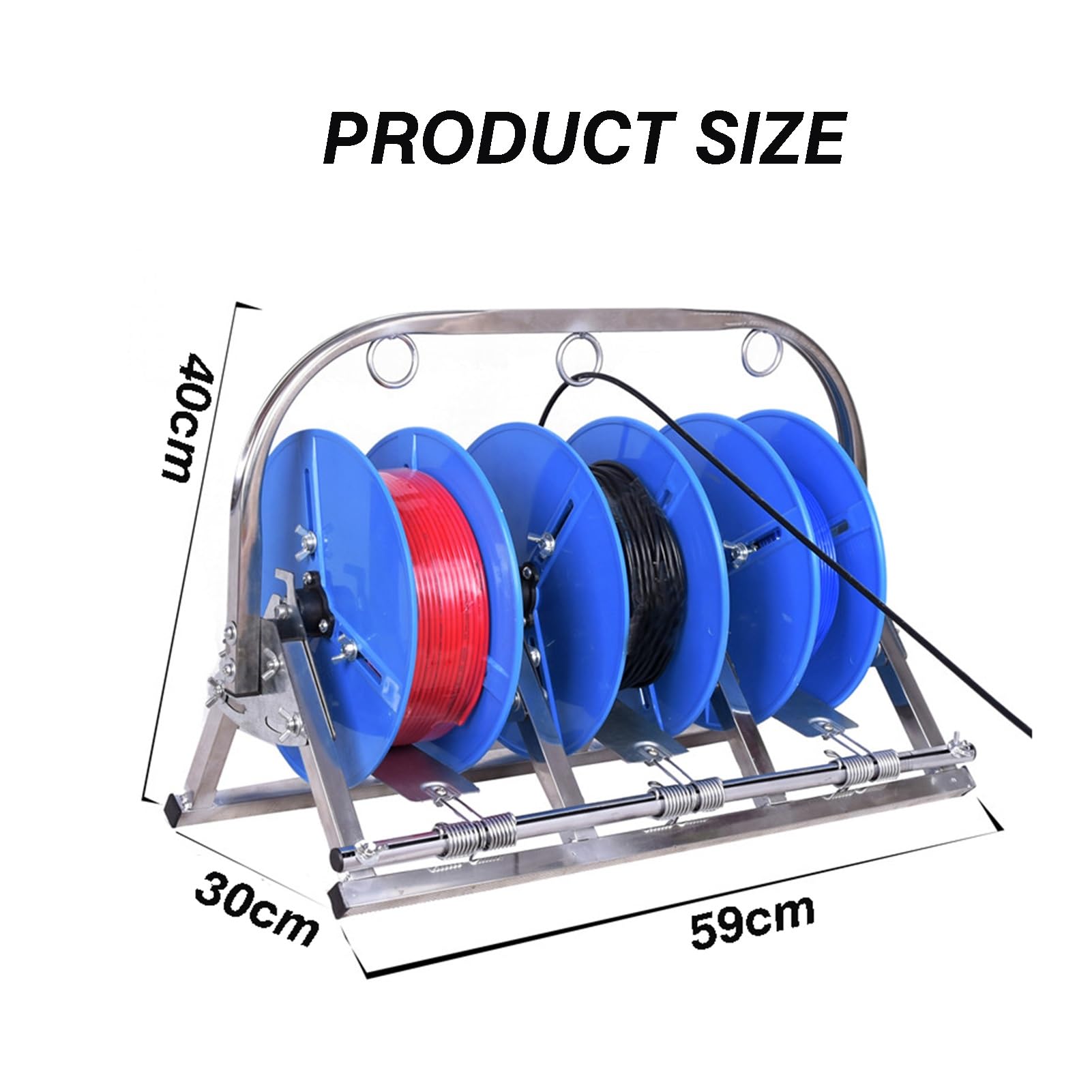 Single Axis Cable Rack - Commercial Industrial Grade Wire Dispenser Cable Pay-off Rack With 3 Reels For Electrical Industry And Retail(Red)