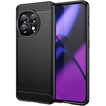 Case for Oneplus 11, Brushed Flexible Carbon Fiber Case Non-Slip Shock-Absorption Cover Anti-Fingerprint Military Grade Drop Protection Cases,Black