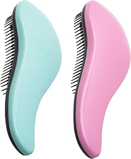 WYNK Detangling Brush 2-Pack Green & Pink - Painless Knot Remover for Wet, Curly, Thick Hair Adults & Kids, Scalp Massager