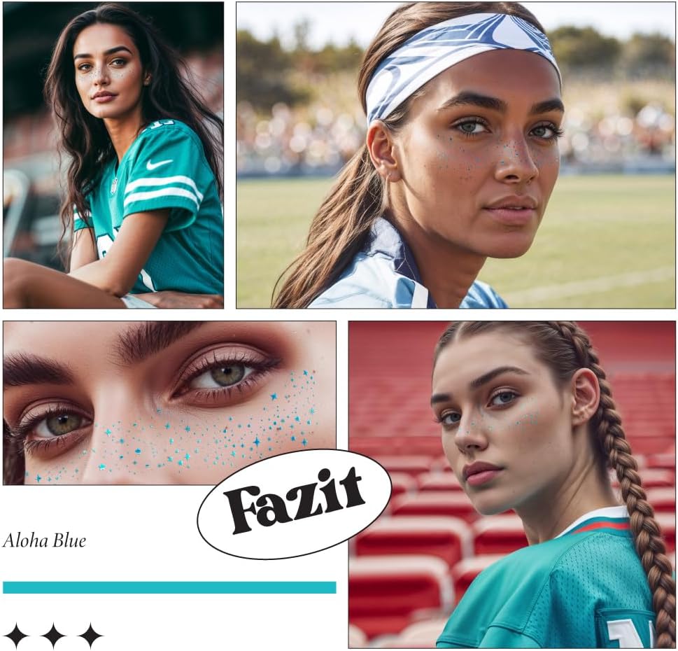 Fazit Makeup Patches - Aloha Blue Speckles - Glow Up Make-Up Patches - Cute Glitter Makeup Accessories for Women - Cosmetic Glitter for Face - Image 5