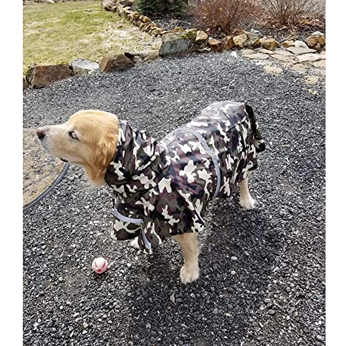 Nacoco Large Dog Raincoat Adjustable Pet Water Proof Clothes Lightweight Rain Jacket Poncho Hoodies With Strip Reflective (Xxl, Camo) #TOP4